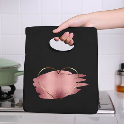 Genți frigorifice Geantă portabilă termică pentru prânz Love Print pentru femei Geantă portabilă pentru frigider Cutie de prânz Saci cu alimente pentru copii Husă Bento durabilă