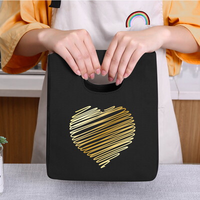 Genți frigorifice Geantă portabilă termică pentru prânz Love Print pentru femei Geantă portabilă pentru frigider Cutie de prânz Saci cu alimente pentru copii Husă Bento durabilă