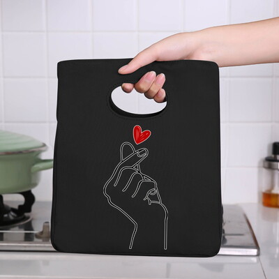 Genți frigorifice Geantă portabilă termică pentru prânz Love Print pentru femei Geantă portabilă pentru frigider Cutie de prânz Saci cu alimente pentru copii Husă Bento durabilă