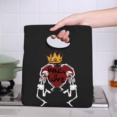 Genți frigorifice Geantă portabilă termică pentru prânz Love Print pentru femei Geantă portabilă pentru frigider Cutie de prânz Saci cu alimente pentru copii Husă Bento durabilă