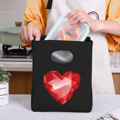 Genți frigorifice Geantă portabilă termică pentru prânz Love Print pentru femei Geantă portabilă pentru frigider Cutie de prânz Saci cu alimente pentru copii Husă Bento durabilă