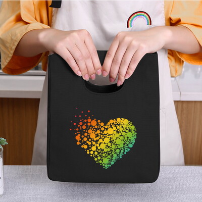 Genți frigorifice Geantă portabilă termică pentru prânz Love Print pentru femei Geantă portabilă pentru frigider Cutie de prânz Saci cu alimente pentru copii Husă Bento durabilă