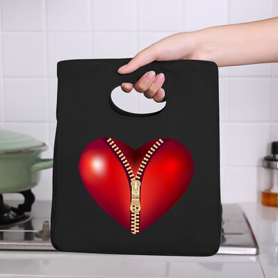 Genți frigorifice Geantă portabilă termică pentru prânz Love Print pentru femei Geantă portabilă pentru frigider Cutie de prânz Saci cu alimente pentru copii Husă Bento durabilă