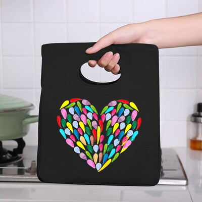 Genți frigorifice Geantă portabilă termică pentru prânz Love Print pentru femei Geantă portabilă pentru frigider Cutie de prânz Saci cu alimente pentru copii Husă Bento durabilă