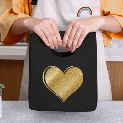 Genți frigorifice Geantă portabilă termică pentru prânz Love Print pentru femei Geantă portabilă pentru frigider Cutie de prânz Saci cu alimente pentru copii Husă Bento durabilă