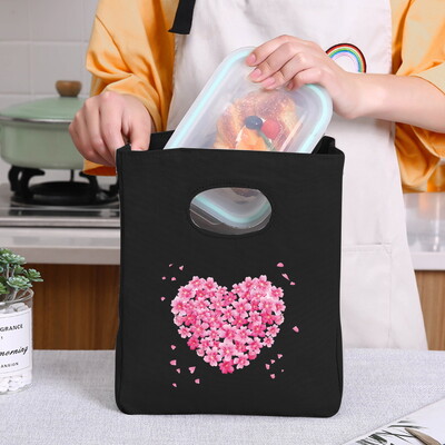 Genți frigorifice Geantă portabilă termică pentru prânz Love Print pentru femei Geantă portabilă pentru frigider Cutie de prânz Saci cu alimente pentru copii Husă Bento durabilă
