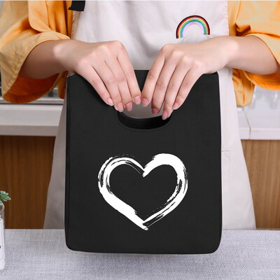 Genți frigorifice Geantă portabilă termică pentru prânz Love Print pentru femei Geantă portabilă pentru frigider Cutie de prânz Saci cu alimente pentru copii Husă Bento durabilă