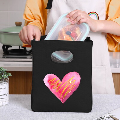 Genți frigorifice Geantă portabilă termică pentru prânz Love Print pentru femei Geantă portabilă pentru frigider Cutie de prânz Saci cu alimente pentru copii Husă Bento durabilă