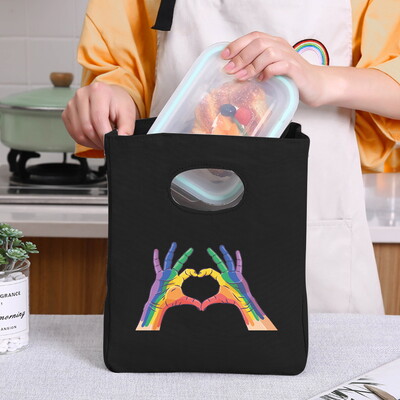 Genți frigorifice Geantă portabilă termică pentru prânz Love Print pentru femei Geantă portabilă pentru frigider Cutie de prânz Saci cu alimente pentru copii Husă Bento durabilă