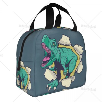 Geantă de prânz izolată cu dinozaur din desene animate pentru femei, cutie de prânz etanșă, răcitoare termică, pentru copii, școlari, pungi de mâncare