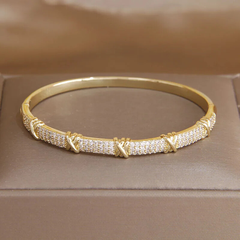 Klasične otvorene narukvice i narukvice s cirkonskim čvorom za žene Nakit modne marke Delikatne narukvice s kristalima