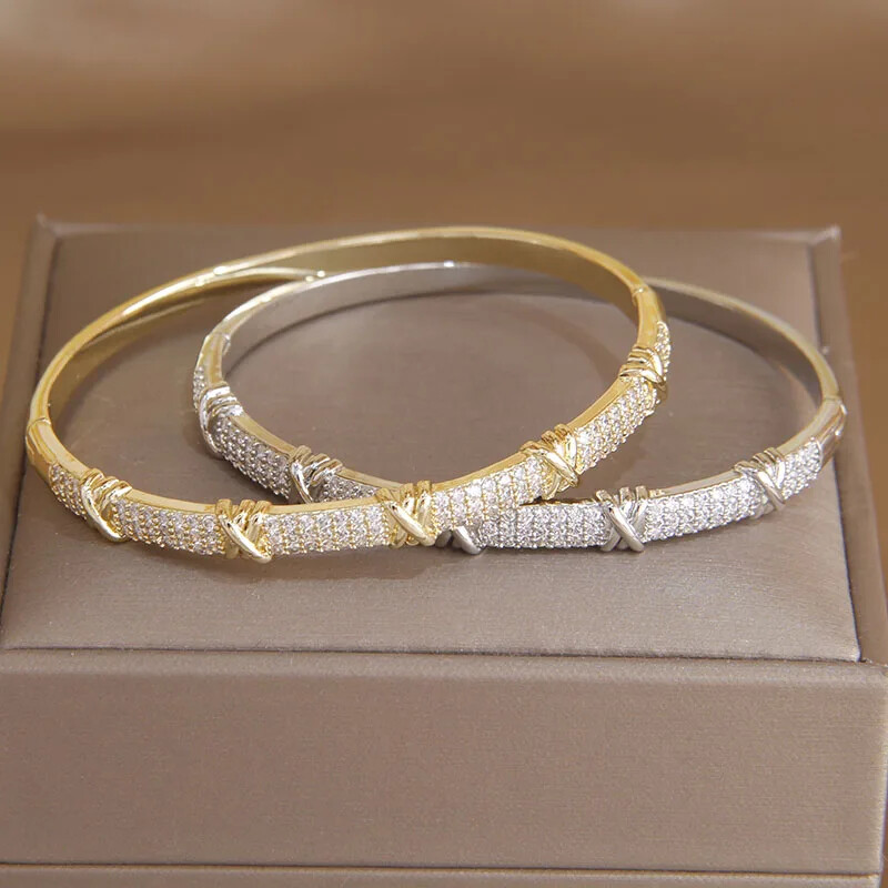 Klasične otvorene narukvice i narukvice s cirkonskim čvorom za žene Nakit modne marke Delikatne narukvice s kristalima