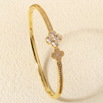 Cupru cu deschidere cu zirconiu Brățară simplă la modă pentru femei Bijuterii din oțel inoxidabil pentru femei la modă Cadouri de vacanță pentru prietene