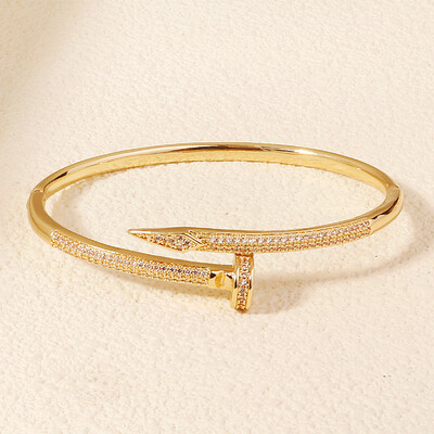 Cupru cu deschidere cu zirconiu Brățară simplă la modă pentru femei Bijuterii din oțel inoxidabil pentru femei la modă Cadouri de vacanță pentru prietene