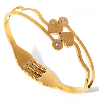 Cupru cu deschidere cu zirconiu Brățară simplă la modă pentru femei Bijuterii din oțel inoxidabil pentru femei la modă Cadouri de vacanță pentru prietene