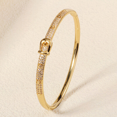 Cupru cu deschidere cu zirconiu Brățară simplă la modă pentru femei Bijuterii din oțel inoxidabil pentru femei la modă Cadouri de vacanță pentru prietene