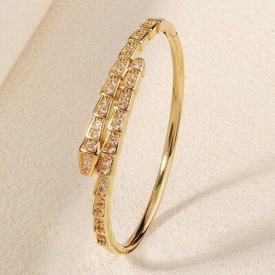 Cupru cu deschidere cu zirconiu Brățară simplă la modă pentru femei Bijuterii din oțel inoxidabil pentru femei la modă Cadouri de vacanță pentru prietene