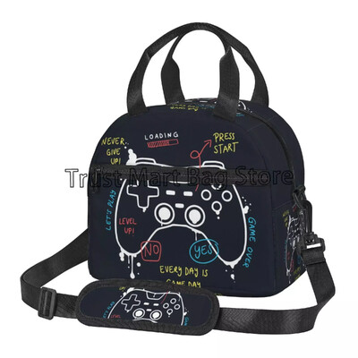 Raznobojna torba za ručak s joystick igrom Kompaktna torba s remenom za rame Kontejner kutije za ručak za višekratnu upotrebu za žene muškarce Školski posao