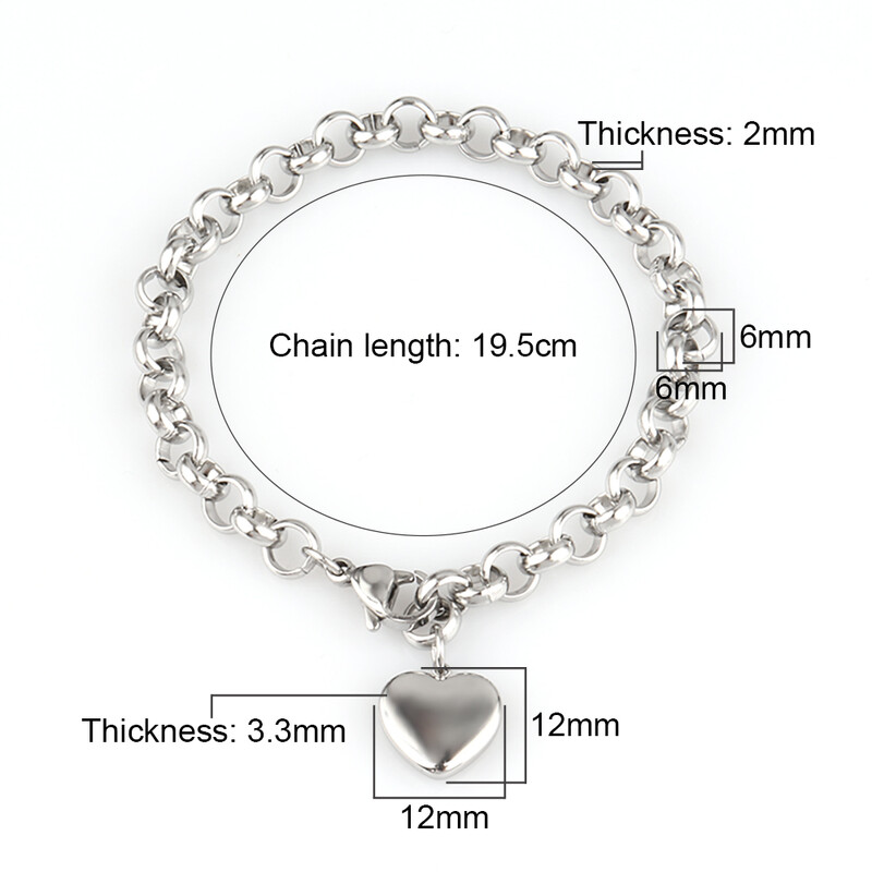 Brățară inimă din oțel inoxidabil 316L pentru femei Brățări cu lanț cu pandantiv inimă la modă Bijuterii Cadou