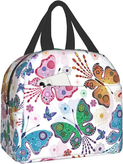 Кутия за обяд на точки, изолирана чанта за обяд за жени, момичета, охладител за многократна употреба, термоконтейнер, малки чанти за обяд