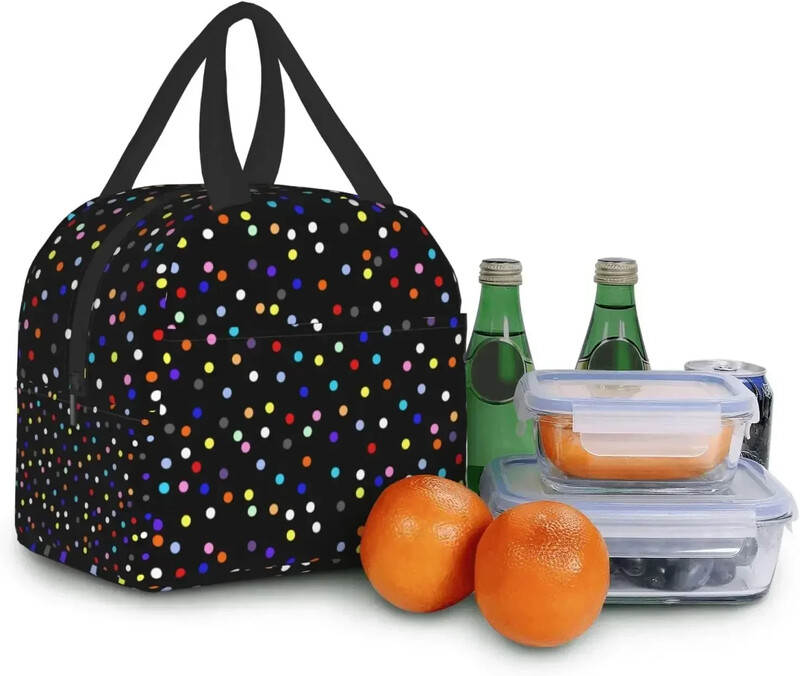 Кутия за обяд на точки, изолирана чанта за обяд за жени, момичета, охладител за многократна употреба, термоконтейнер, малки чанти за обяд