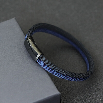 Brățară bicoloră cu frânghie Brățară simbol ucrainean cu închidere magnetică din oțel inoxidabil galben albastru Braslet Homme Pulseras