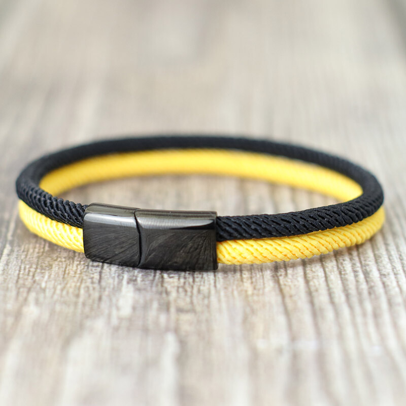 Brățară bicoloră cu frânghie Brățară simbol ucrainean cu închidere magnetică din oțel inoxidabil galben albastru Braslet Homme Pulseras