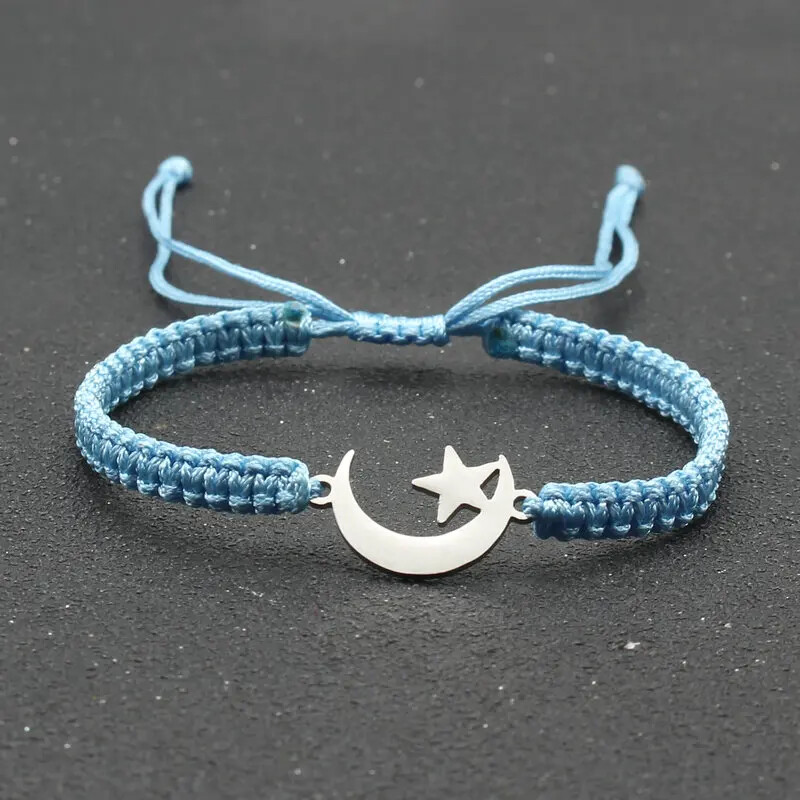 Ručno izrađene pletene podesive narukvice od nehrđajućeg čelika Star Moon za žene, muškarce, narukvice za parove, prijateljski nakit