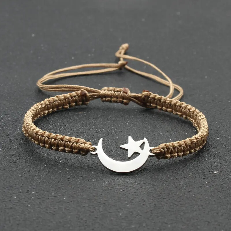 Ručno izrađene pletene podesive narukvice od nehrđajućeg čelika Star Moon za žene, muškarce, narukvice za parove, prijateljski nakit