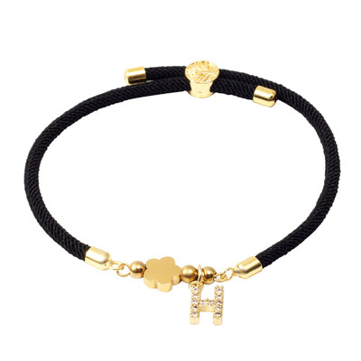 Звезда от неръждаема стомана, пет листа, цвете, сърце, мед, микроциркон, инкрустиран с 26 букви, талисмани, миланска гривна с нишка