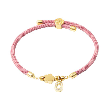 Звезда от неръждаема стомана, пет листа, цвете, сърце, мед, микроциркон, инкрустиран с 26 букви, талисмани, миланска гривна с нишка