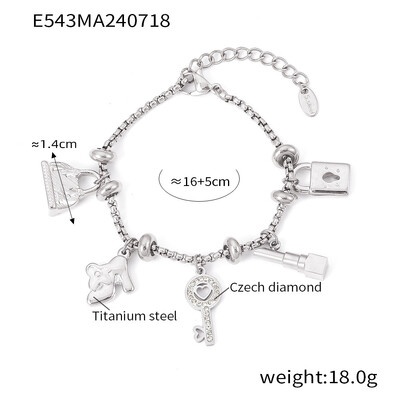 Brățară din oțel inoxidabil cu inimă de lună la modă, brățară pentru femei, bijuterii drăguțe cu farmec de lux, cadou pentru banchet de nuntă