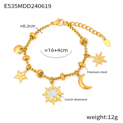 Brățară din oțel inoxidabil cu inimă de lună la modă, brățară pentru femei, bijuterii drăguțe cu farmec de lux, cadou pentru banchet de nuntă