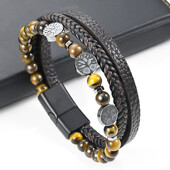 Karsti pārdod dzīvības koka ādas aproce vīriešiem klasiska modes daudzslāņu ādas aproce vīriešiem rotaslietas dāvanas