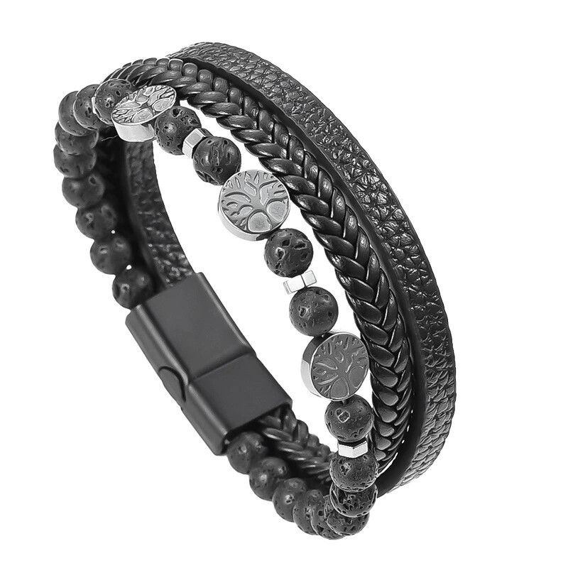 Karsti pārdod dzīvības koka ādas aproce vīriešiem klasiska modes daudzslāņu ādas aproce vīriešiem rotaslietas dāvanas