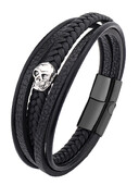 Veleprodajna višeslojna ručno tkana narukvica od kožnog užeta, pletena magnetska kopča, lubanja, muška narukvica s nakitom