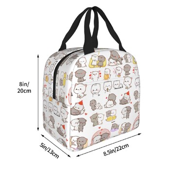 Cute Peach And Goma Insolated Lunch Bag Thermal bag Container Lunch Container Cartoon Mochi Cat Large Tote Lunch Box Σχολικό ταξίδι