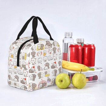 Cute Peach And Goma Insolated Lunch Bag Thermal bag Container Lunch Container Cartoon Mochi Cat Large Tote Lunch Box Σχολικό ταξίδι