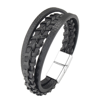 Muška modna kožna narukvica, višeslojna narukvica od pletenog užeta zgodan dar od oca dečka