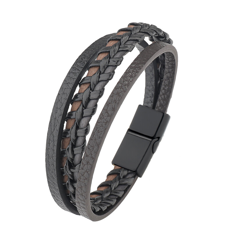 Muška modna kožna narukvica, višeslojna narukvica od pletenog užeta zgodan dar od oca dečka