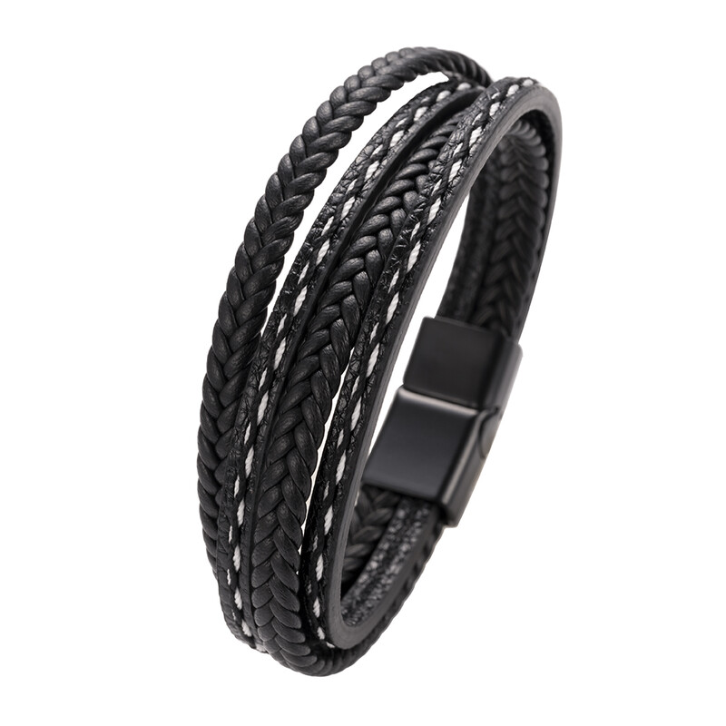 Brățară clasică din piele cu mai multe straturi pentru bărbați Brățară cu farmec cu simbol infinit Bijuterii de modă Cadouri pentru bărbați cu ridicata