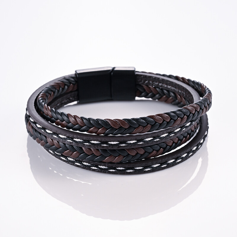 Brățară clasică din piele cu mai multe straturi pentru bărbați Brățară cu farmec cu simbol infinit Bijuterii de modă Cadouri pentru bărbați cu ridicata