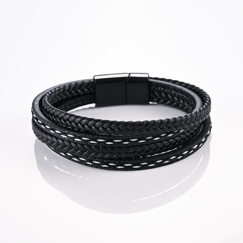 Brățară clasică din piele cu mai multe straturi pentru bărbați Brățară cu farmec cu simbol infinit Bijuterii de modă Cadouri pentru bărbați cu ridicata