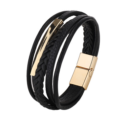 Нова ръчно тъкана релефна кожена гривна Гривна със символ на безкрайността с метална магнитна закопчалка Мъжки бижута Подарък за деня на бащата