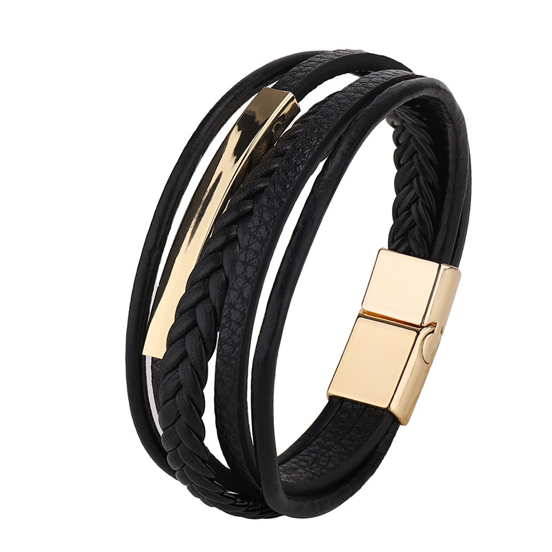 Нова ръчно тъкана релефна кожена гривна Гривна със символ на безкрайността с метална магнитна закопчалка Мъжки бижута Подарък за деня на бащата