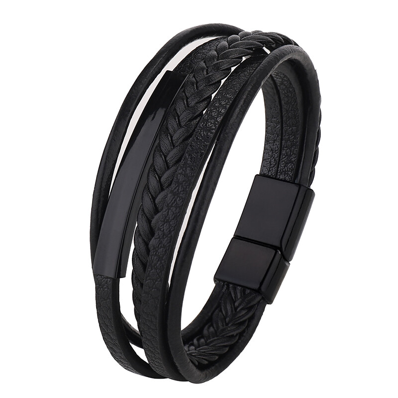 Нова ръчно тъкана релефна кожена гривна Гривна със символ на безкрайността с метална магнитна закопчалка Мъжки бижута Подарък за деня на бащата