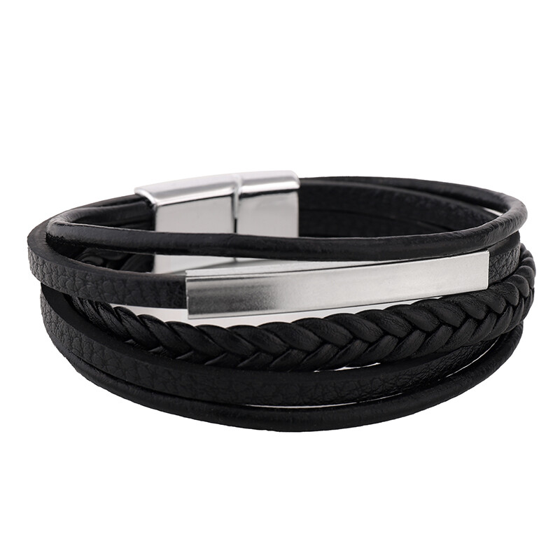 Нова ръчно тъкана релефна кожена гривна Гривна със символ на безкрайността с метална магнитна закопчалка Мъжки бижута Подарък за деня на бащата