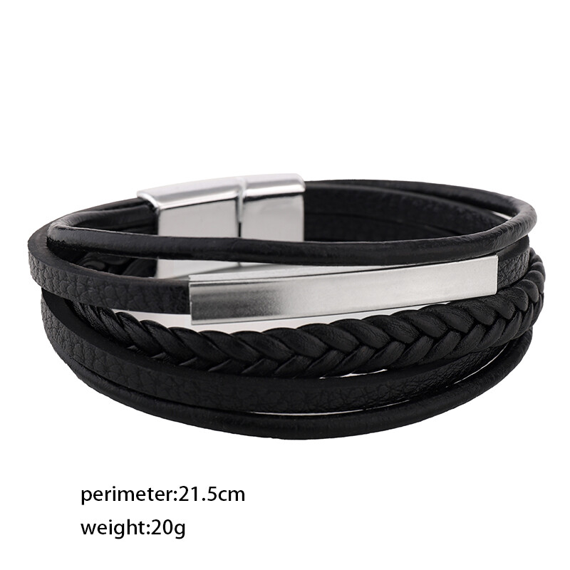 Нова ръчно тъкана релефна кожена гривна Гривна със символ на безкрайността с метална магнитна закопчалка Мъжки бижута Подарък за деня на бащата