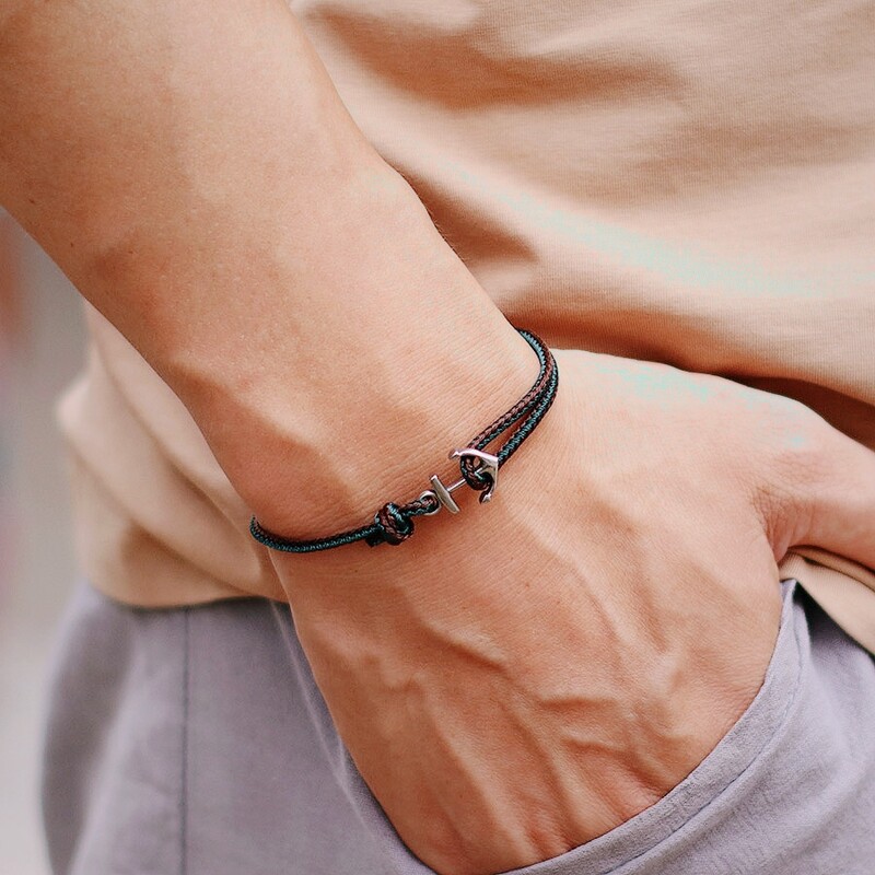 Nova sidro narukvica za muškarce, razred A 3 mm, etnička tanka pomorska narukvica s žicom, ručno izrađena podesiva nautička narukvica za surfanje na plaži