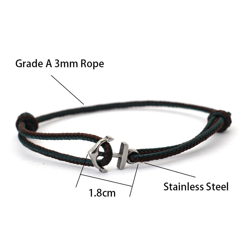Nova sidro narukvica za muškarce, razred A 3 mm, etnička tanka pomorska narukvica s žicom, ručno izrađena podesiva nautička narukvica za surfanje na plaži
